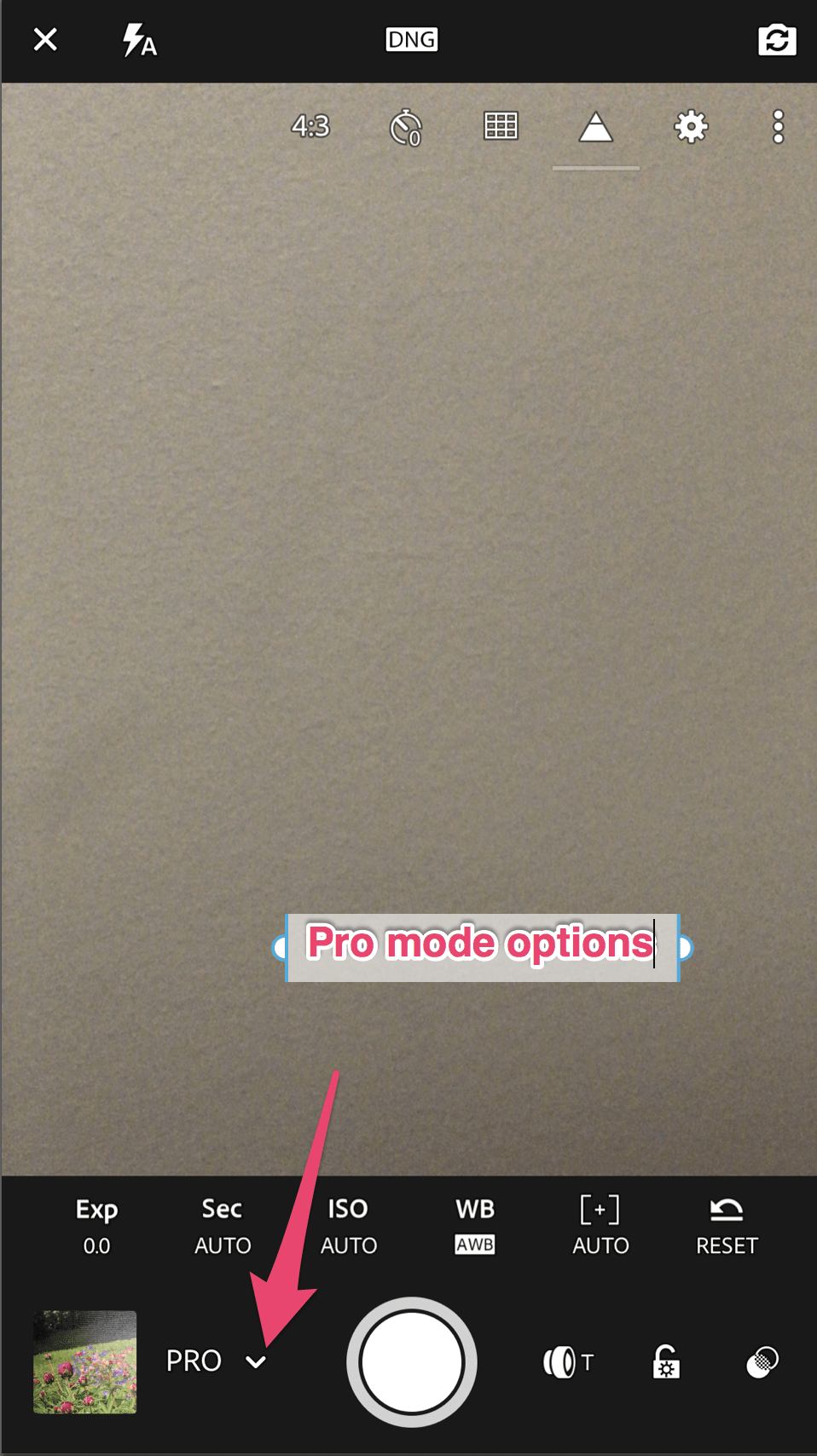 access pro mode in the lightroom mobile camera