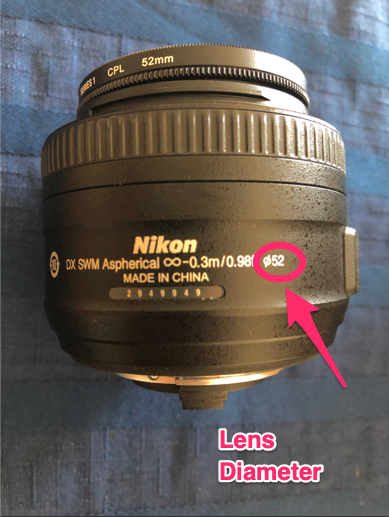 how to find the diameter of your lens